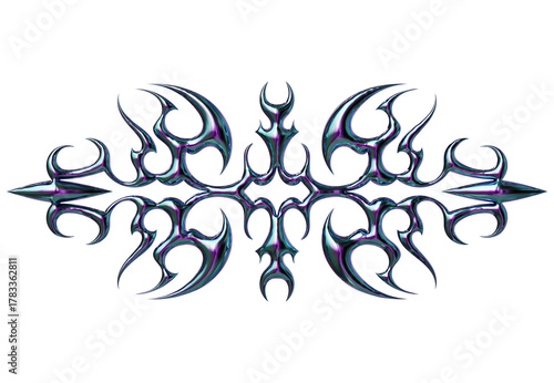 3d render of Cybersigilism ornamental gothic sigil patterns with neo tribal lines and cyber aesthetic