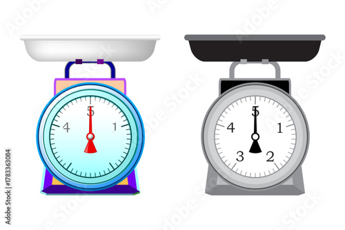 Digital scale vector illustration. weight scale device icon. Kitchen scale icon collection.