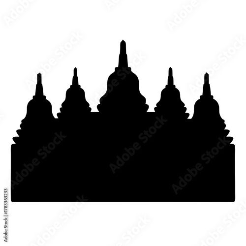 Silhouette of Borobudur Temple, an Indonesian Mahayana Buddhist temple in Magelang