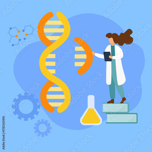 doctor studying a piece of DNA cut
