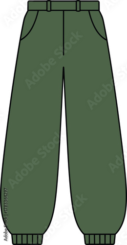 Green Oversized Baggy Jogger Pants Vector: Casual Streetwear Apparel and Trousers
