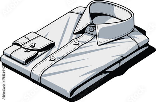 Folded Formal Business Shirt Vector: Clean Corporate Apparel and Menswear Illustration