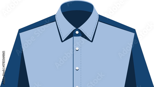 Blue Business Shirt Close-up Vector: Formal Collar and Menswear Apparel Illustration
