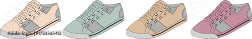 Colorful sneakers collection for fashion and style, featuring various pastel hues and design