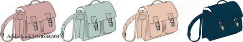 A colorful collection of four satchel bags in varying pastel and dark shades, perfect for style and utility