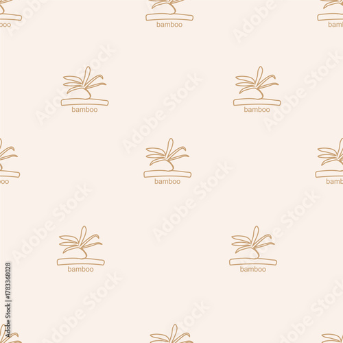 seamless pattern with a single-line bamboo design with a name