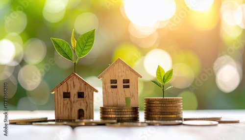 Conceptual image of growing finances, real estate investments and environmental growth