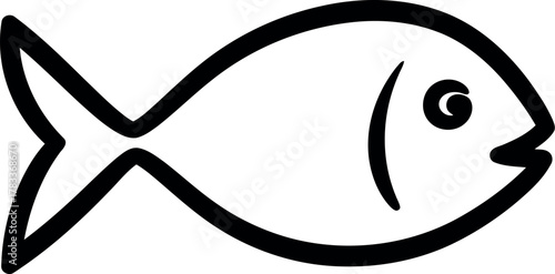 Simple hand drawn outline of a fish on a white background