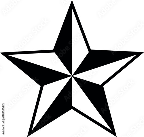 Classic nautical star tattoo design black and white