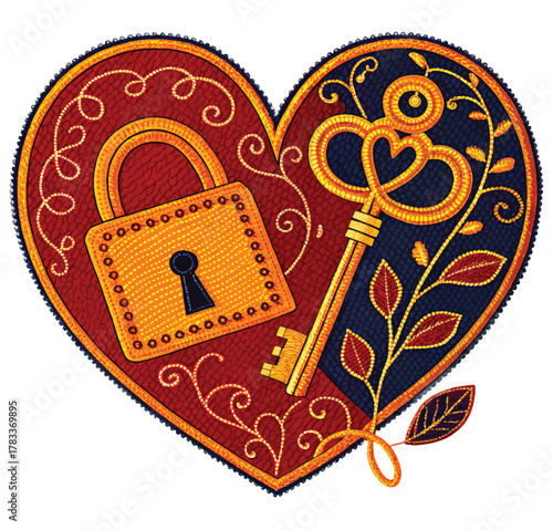 Unlock your heart's desire with this ornate golden key and lock symbolizing love, security, and hidden treasures waiting to be found.