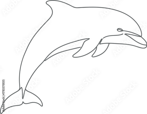 Simple outline drawing of a dolphin leaping out of water