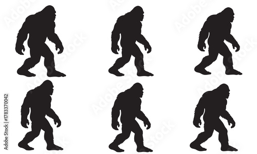 Collection of bigfoot or sasquatch silhouettes