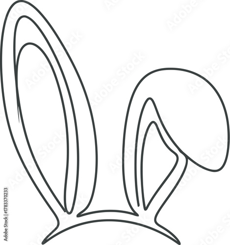 Simple outline drawing of bunny ears headband on white background