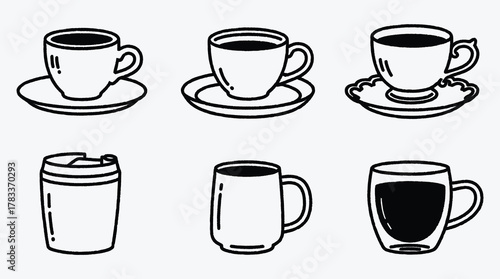 Minimalist Coffee Cup and Mug Line Art Collection for Beverage Lovers