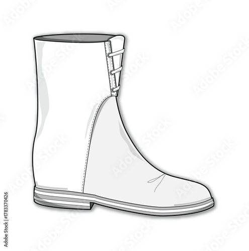 Elegant black and white line art illustration of a fashionable lace-up boot, perfect for modern footwear design concepts and stylish apparel outlines