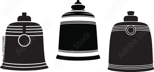Traditional japanese temple bell icons collection