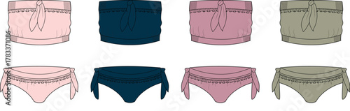 Collection of Bikini Bottoms with Draped Fabric Detail in Multiple Colors