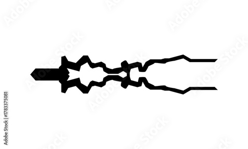 Bold black rain lightning vehicle decal stripe vector design. Abstract jagged thunder pattern for car, motorcycle, or racing vinyl wrap customization and sports graphic decoration.