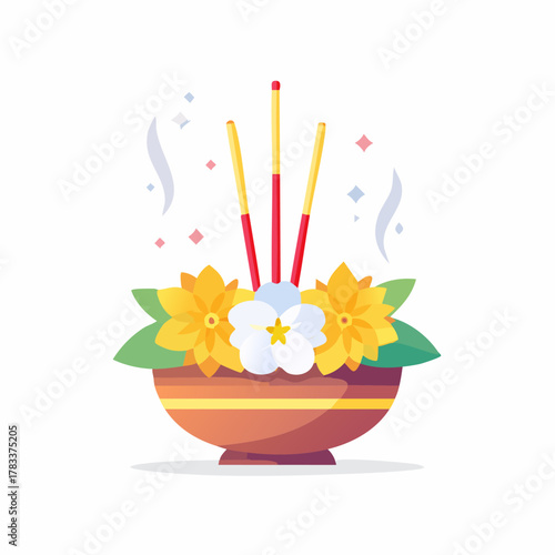 Incense Bowl with Flowers - A Symbol of Spirituality and Peace.
