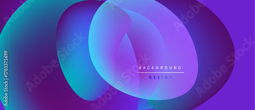 Abstract design features overlapping circles. Vibrant blue, purple gradients create dynamic visual effect. Text reads background design.