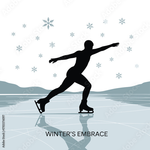 Ice Skating Silhouette Illustration Winter Sports Elegance