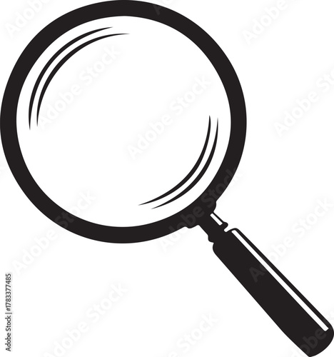 Black Silhouette of a Magnifying Glass search research , magnifying glass, search, research