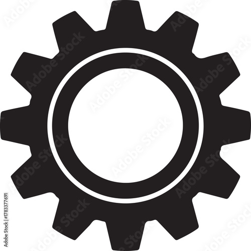 Black Silhouette of a Single Gear Cogwheel mechanical , gear, cogwheel, mechanical, engineering,