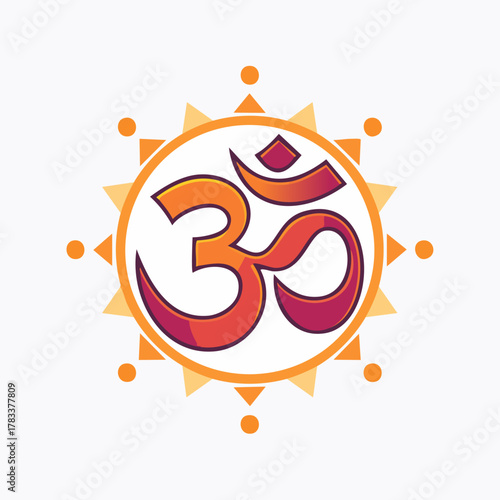 Om Symbol in Vibrant Colors with Sunburst Design.