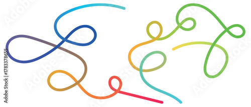 Colorful abstract flowing lines on a white background