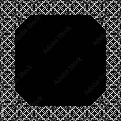 geometric frame with a central black space, featuring a classic tightly woven cane pattern.