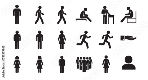 Diverse Set of Human Pictograms Representing Different Genders and Activities