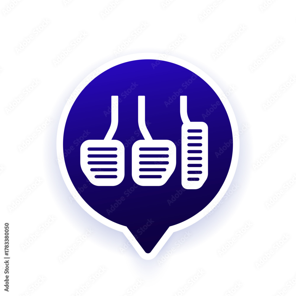 Fototapeta premium car pedals icon, clutch, brake and accelerator vector