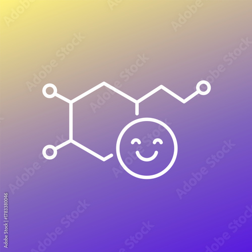 dopamine icon with a happy emoji, line vector