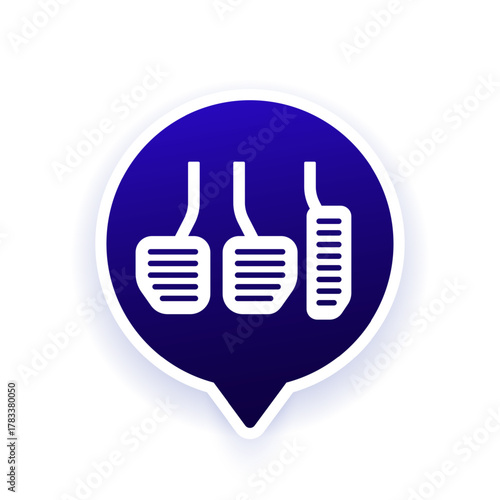 car pedals icon, clutch, brake and accelerator vector