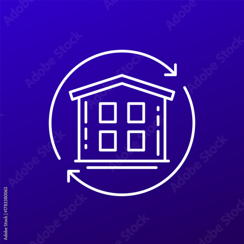 house flipping icon, line design
