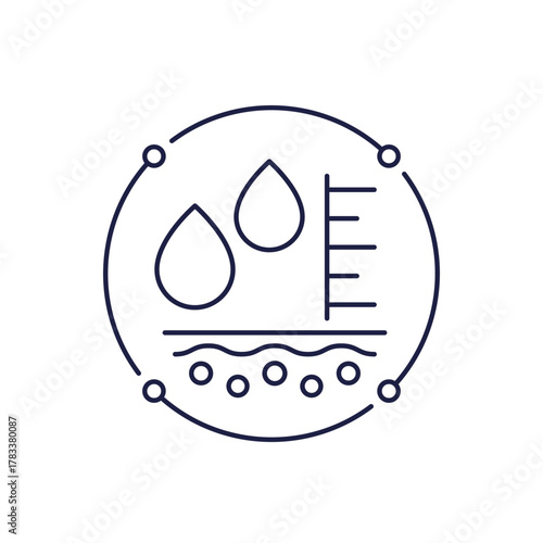 moisture level icon in line design with water drops