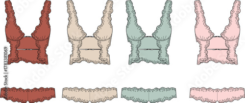 Collection of Women's Lingerie in Various Colors and Styles for Fashion and Design