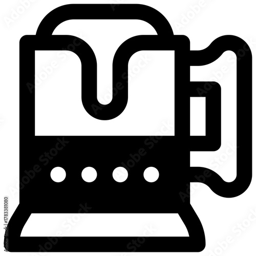 Beer mug. Outlined stroke vector icon with black-filled details.