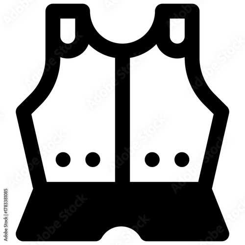 Breastplate. Outlined stroke vector icon with black-filled details.
