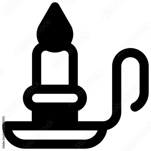 Candle. Outlined stroke vector icon with black-filled details.