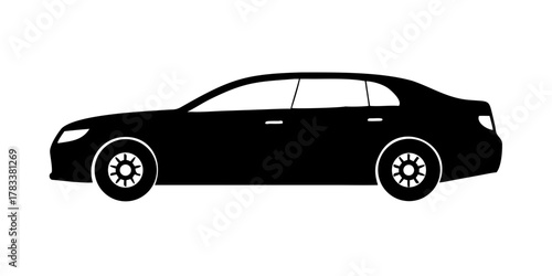 luxury black car in photo on black background. generative AI.