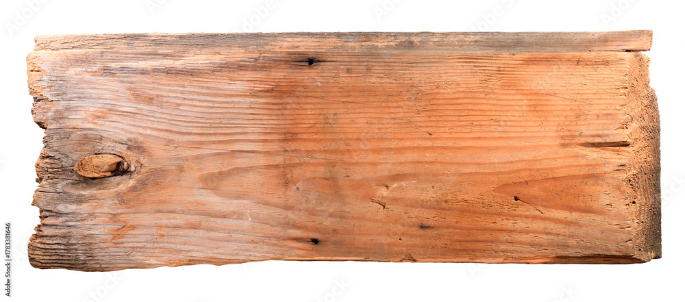 Naklejka premium Old wooden sign board background. plank wood isolated for design art work or add text message. 