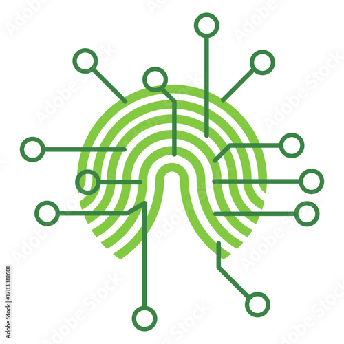 digital security and biometric fingerprint vector icons set for technology and privacy