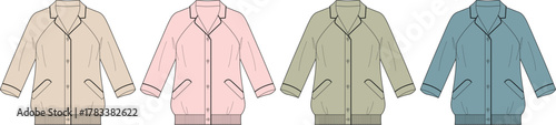 Fashionable Jackets in Pastel Colors Stylish Outerwear for Women, Vector Illustration