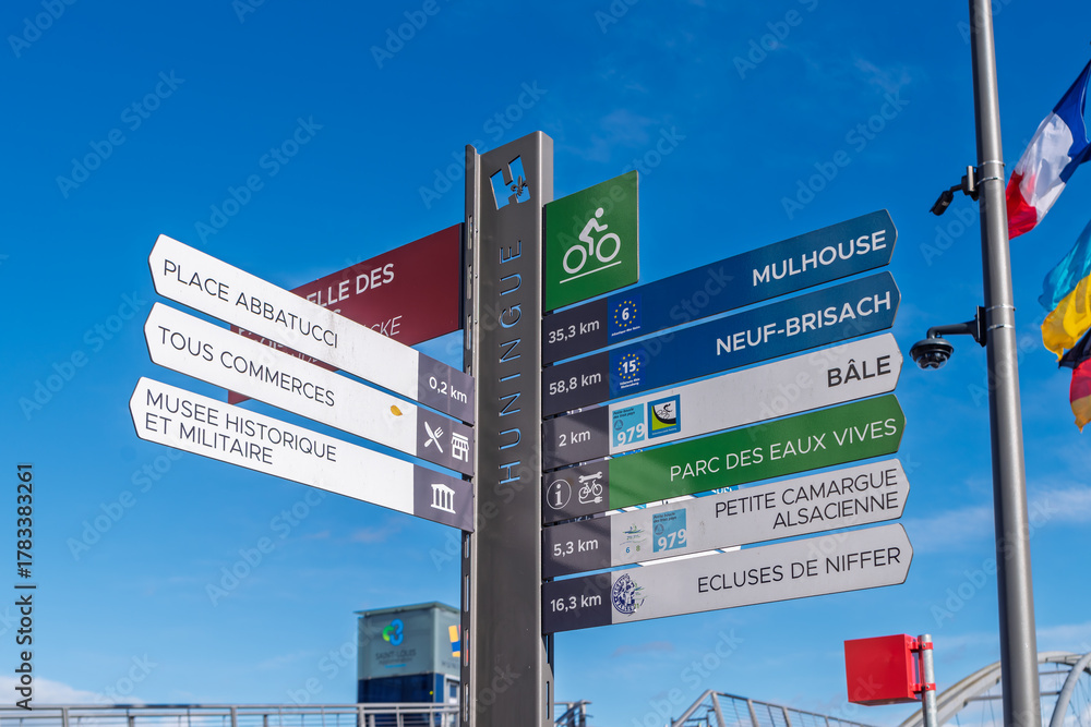 Fototapeta premium Three countries bridge connecting Germany with France
