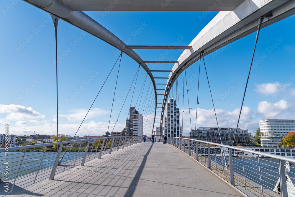 Naklejka premium Three countries bridge connecting Germany with France