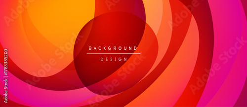 Abstract vibrant layers create dynamic circular pattern. Warm colors dominate, offering modern visual experience.