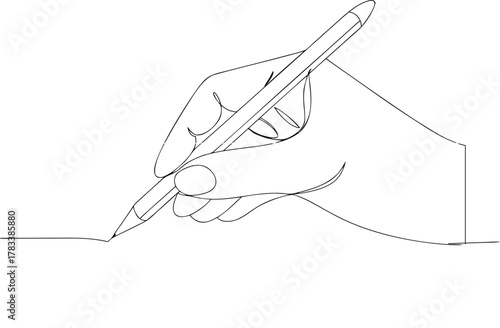 Hand holding stylus drawing on white surface writing