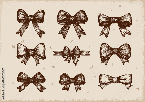 다양한 스타일의 빈티지 리본 일러스트 모음, 수채화 느낌의 앤티크 디자인