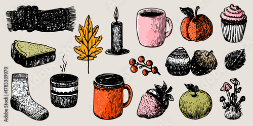 가을의 따뜻함과 풍요로움을 담은 일러스트 모음, 아늑한 분위기 연출